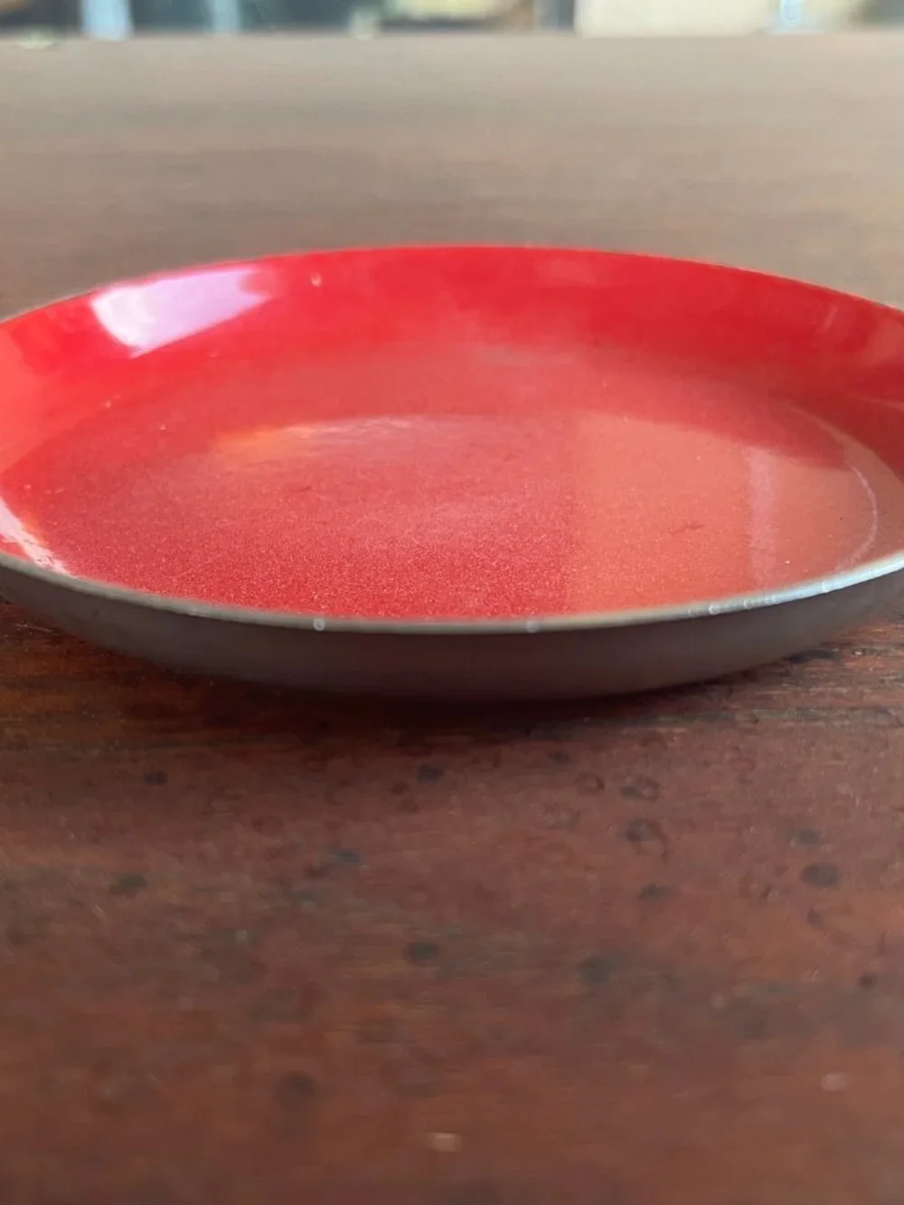 Mid Century Catherine Holm Red Enamel Stainless Steel Trinket Dish